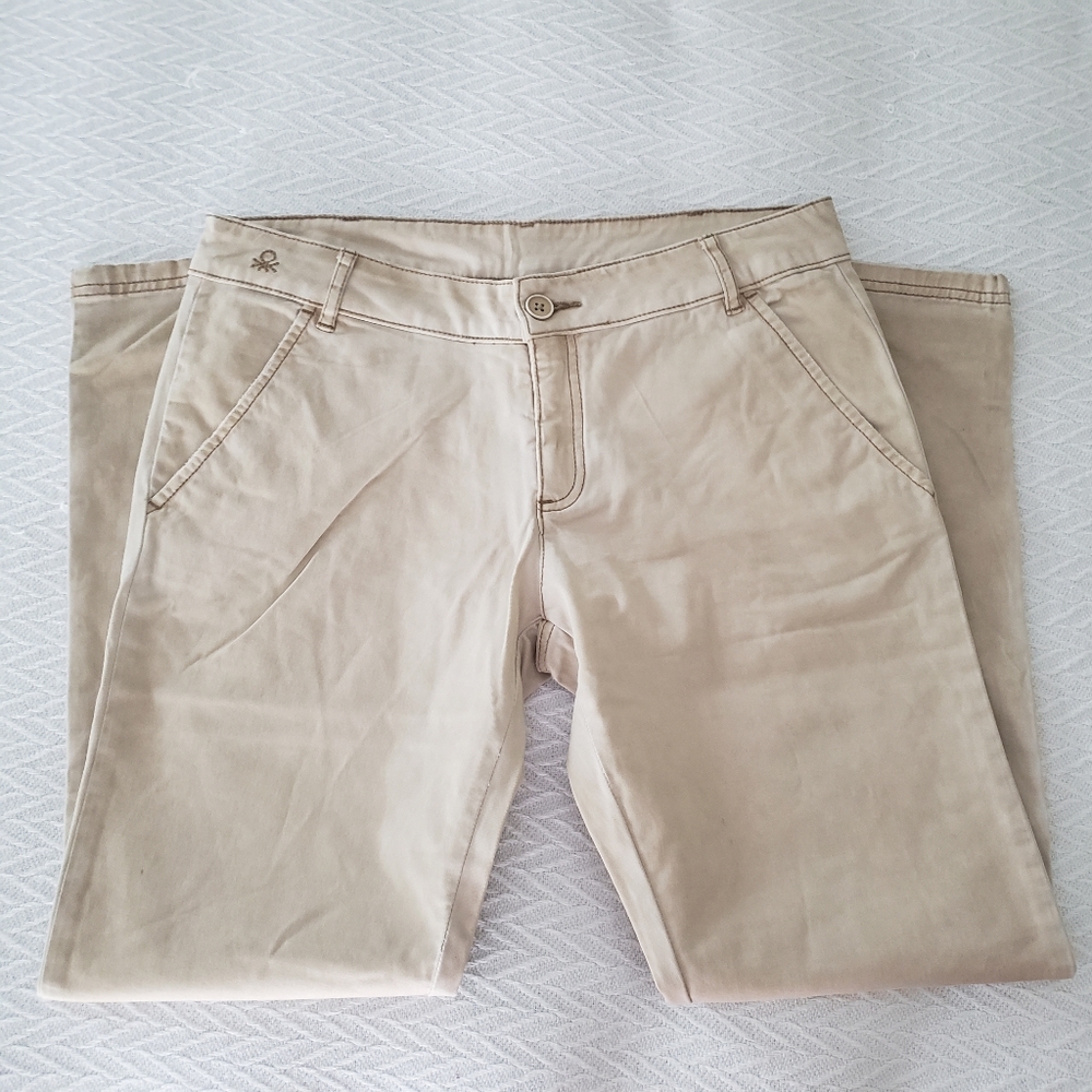 Stile Benetton Casual Khaki Trousers Size 8 New With Tags